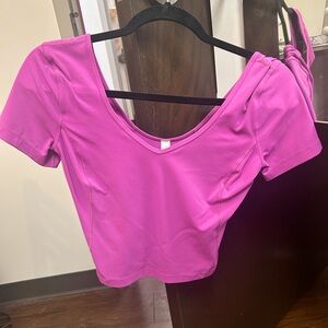 Sonic Pink Lululemon Align Tee Nulu Cropped Tee